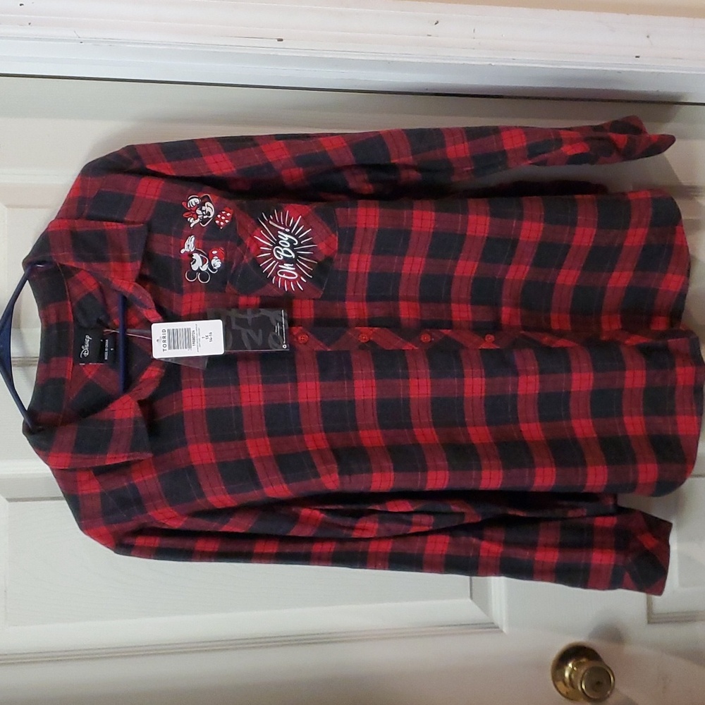 Torrid Mickey and Minnie plaid Long sleeve